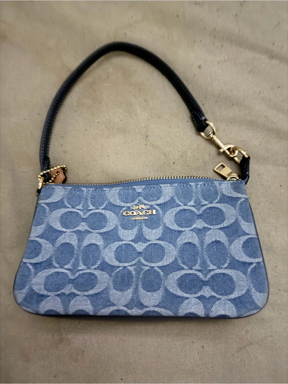 Coach Blue Denim Signature Canvas hand bag